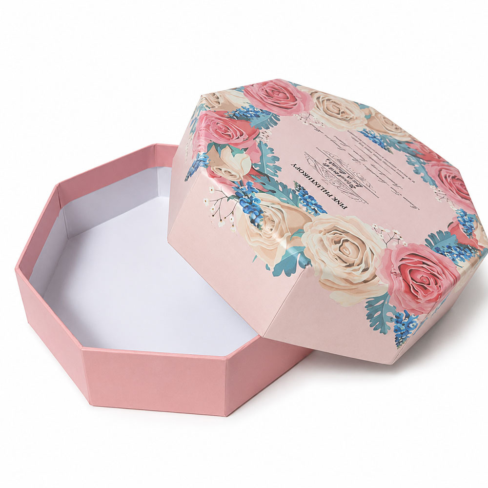 Octagonal Shape Lid and Base Boxes Premium Custom Rigid Gift Packaging Box