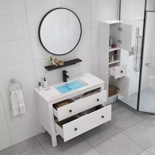 Modern Solid Wood Bathroom Cabinet Vanity Furniture Single Sink Unit