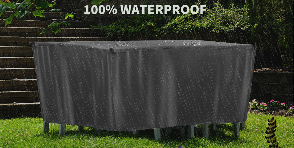 Outdoor Waterproof Patio Furniture Covers,420D Oxford Polyester Black Rectangular Sectional Furniture Set Covers