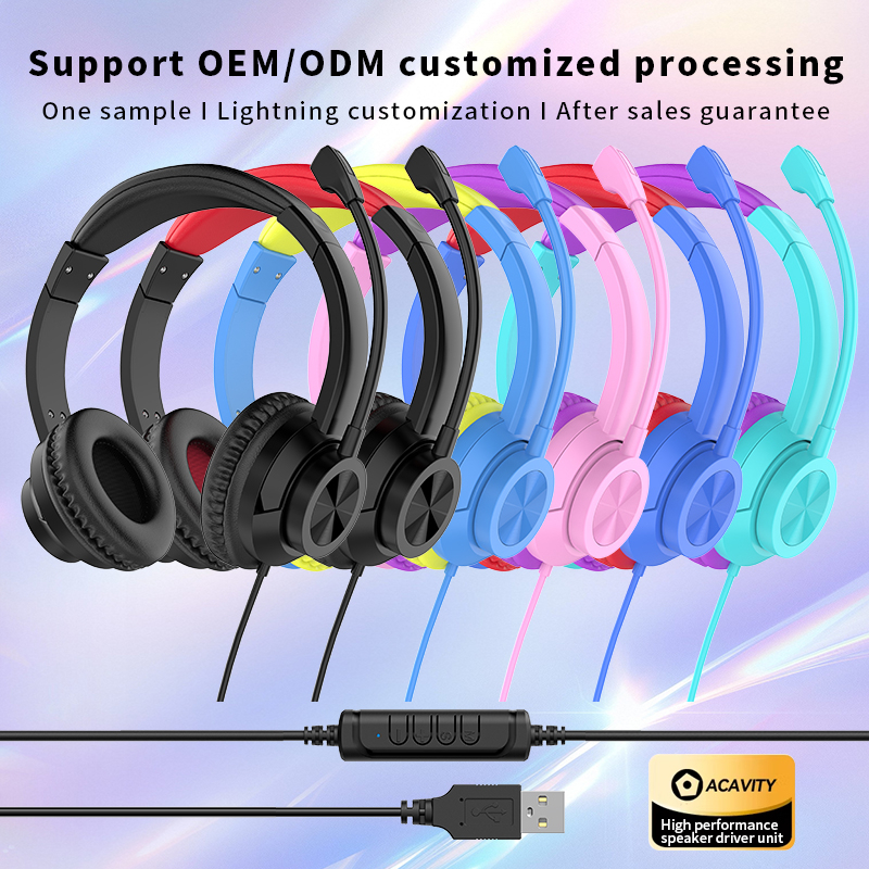 JTY-1036 Wired Call Center Headset with Adjustable Microphone, USB Type‑C 3.5mm Multi‑Interface Over‑Ear Headphone, Volume & Mute Control for Office Customer Service Online Class