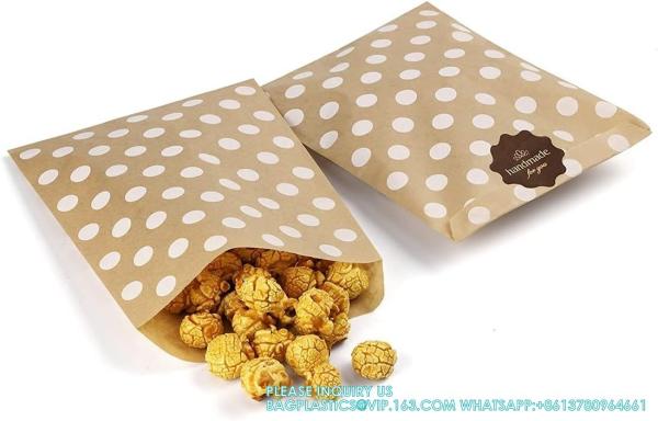 Kraft Paper Bags Flat Greaseproof Paper Bags Greaseproof Envelopes, Paper Snack Bags Cookie Bags Popcorn Bag
