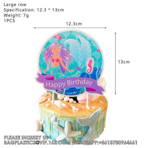 Party Supplies Set Mermaid Series Tableware Banner Mask Decoration Cake Topper Gift Bag Kids Paper Toy Birthday