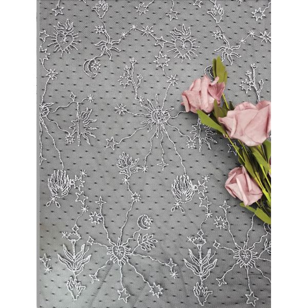 Dot Tulle Embroidered Polyester Lace Fabric Lace Trim For Wedding Veil