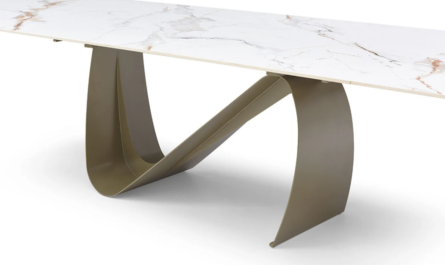 Hot Sales Foshan Factory Nordic Style Big Size Expanding Sintered Stone and Glass Metal Dining Table for Dining Room