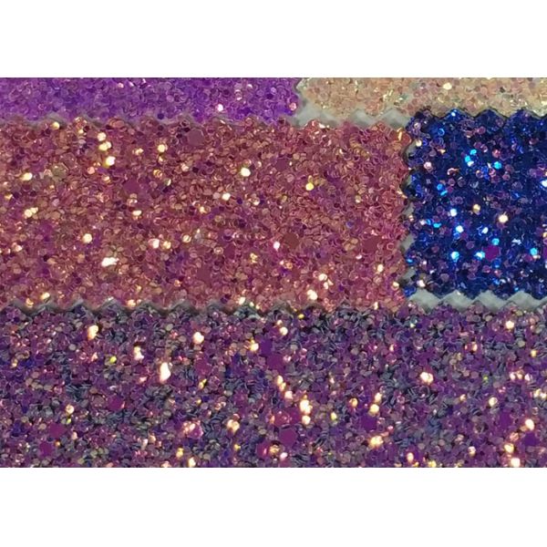 Attractive Style 3D Glitter Fabric Multi Color Pu Glitter Leather Rainbow Chunky Glitter Fabric