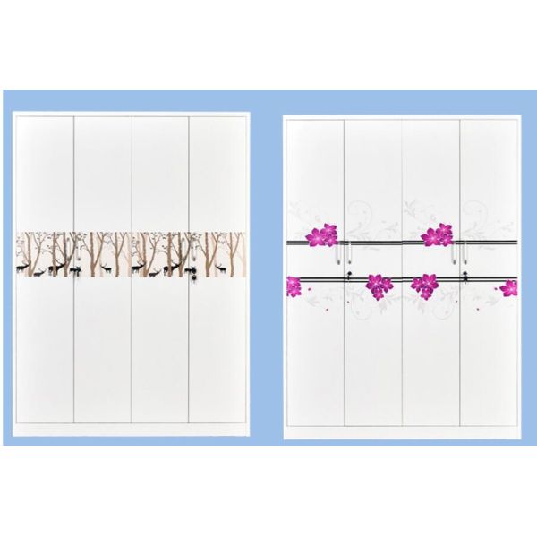 Home Furniture Customized Metal Wardrobe With Flower Printing