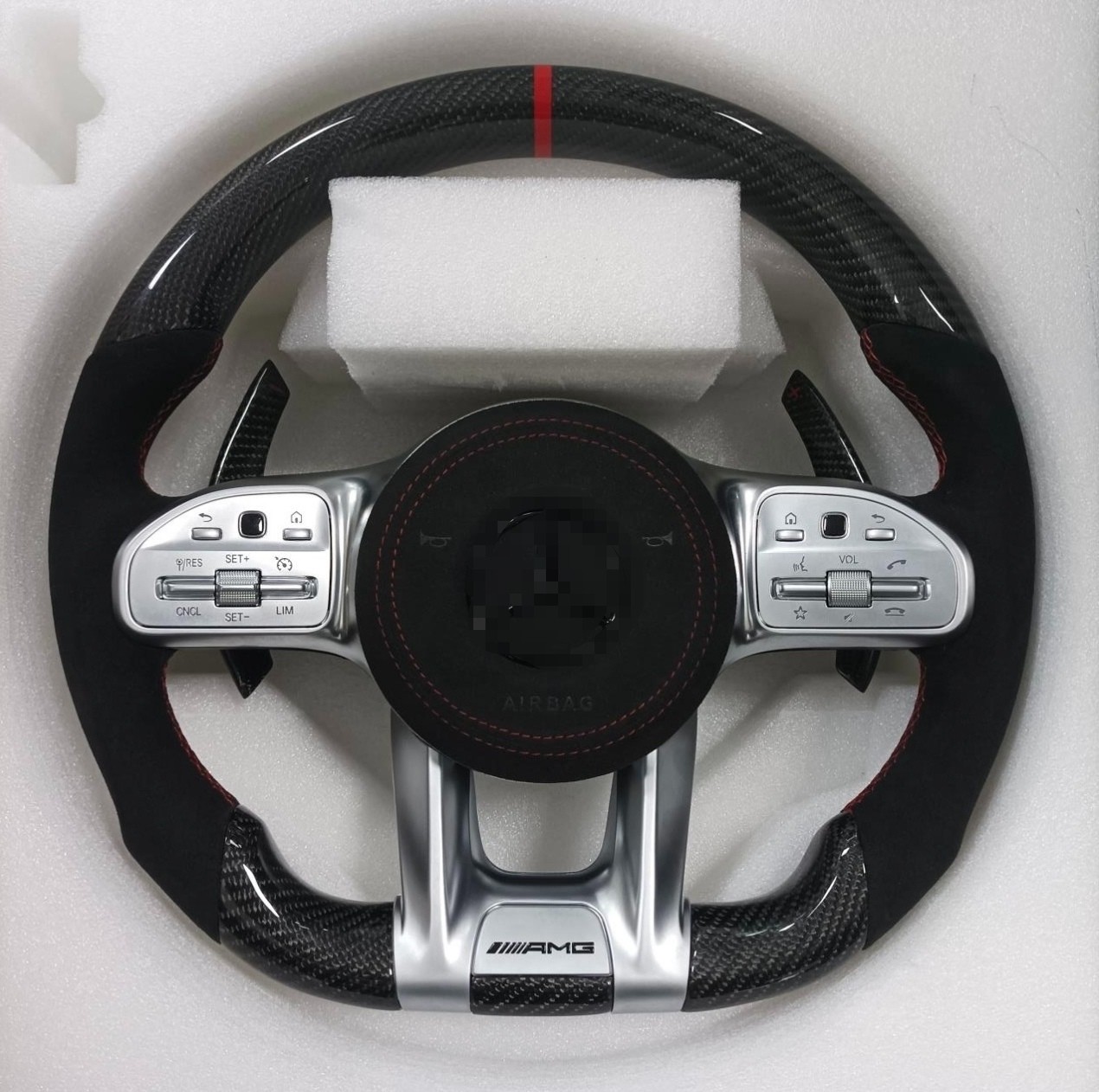 Mercedes-Benz Old Model AMG Carbon Fiber Steering Wheel 55cm Diameter Nappa Leather
