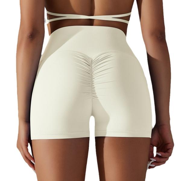 Double-sided nylon sanded cross v-waist pocket fitness yoga shorts running exercise pants women