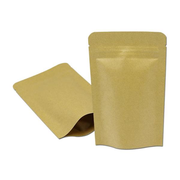 Custom Light Proof Aluminium Foil Laminated Brown Kraft Paper Stand Up Pouches for Tea Leaves Coffee Bean Food Packaging