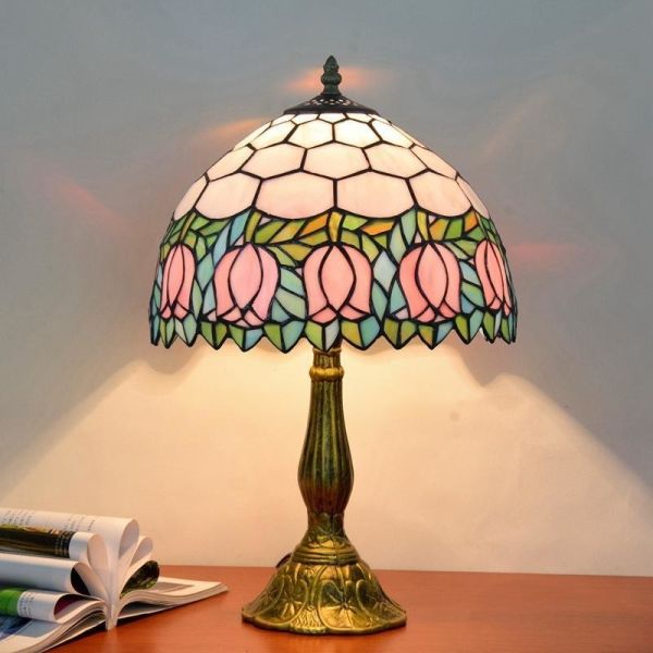 Flower Lampshade Table Lamp Aolly Base Bedroom art deco lamp(WH-TTB-68)