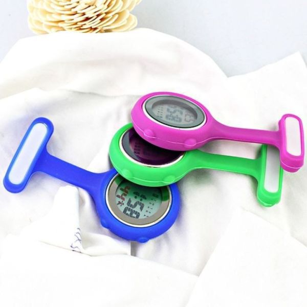 Silicone Strap Brooch Watches For Nurses Dustproof Eco Friendly Portable
