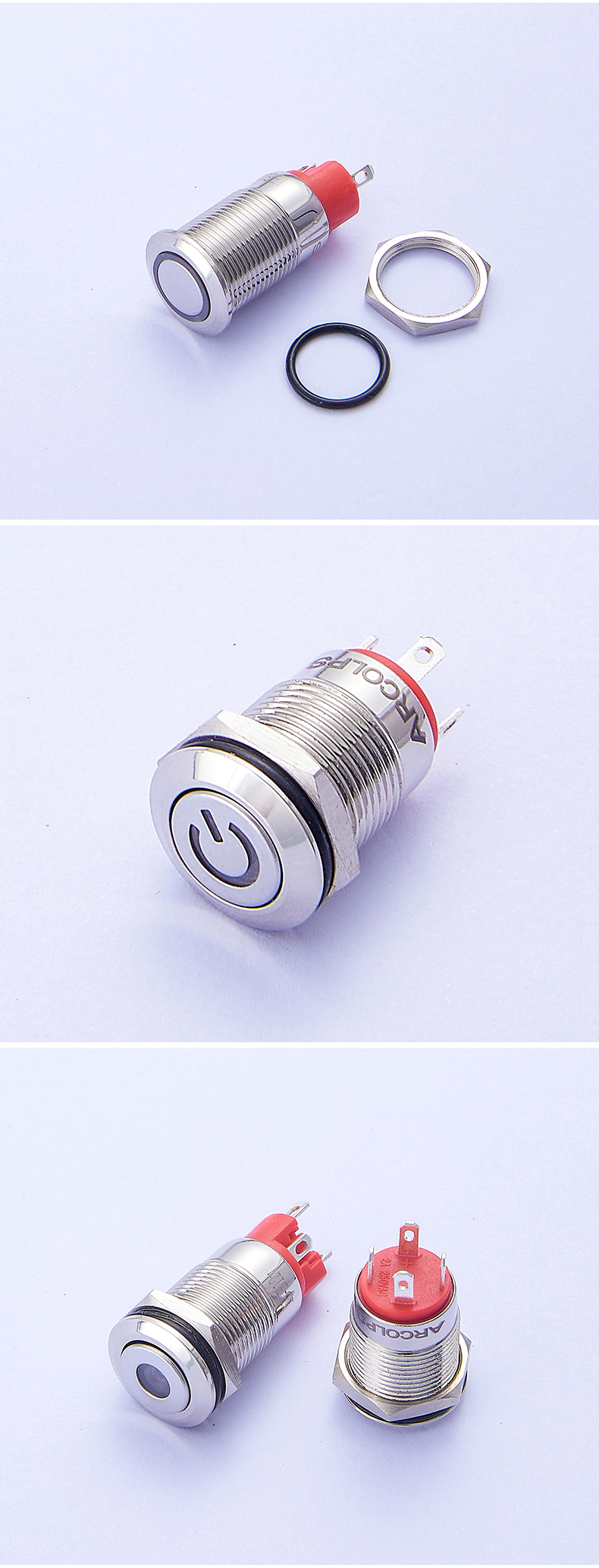 2NO 10mm Momentary Push Button 10A 250V High Current Momentary Switch