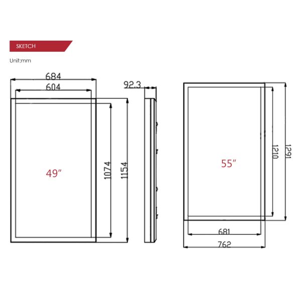 43 inch Outdoor All aluminum Wall Mounted High Brightness Digital Signage