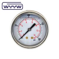 En837-1 63mm rear all stainless steel brass bourdon tube pressure gauge 0-20bar/0-300psi 1/4