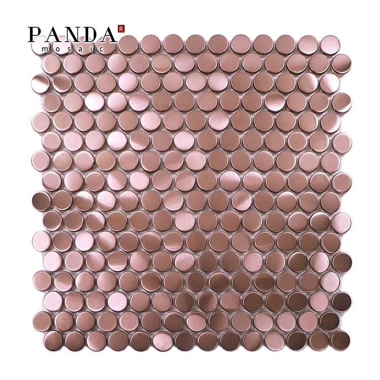 Rose Gold Pink Metal Mosaic Tile Kitchen Backsplash Wall Cut Tile