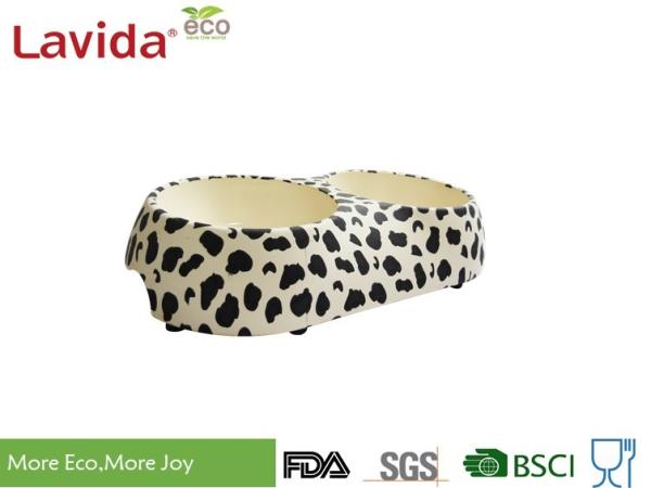 Portable Melamine Double Pet Food Bowl 28*16.3*6cm Free From Harmful Synthetic Material