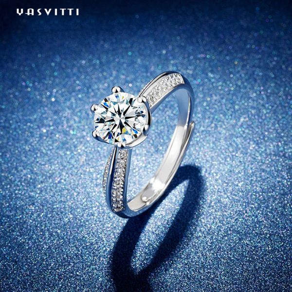 Diamond Band Rings das mulheres de Moissanite do festival de 22.1mm 2.52g Diamond Wedding Ring