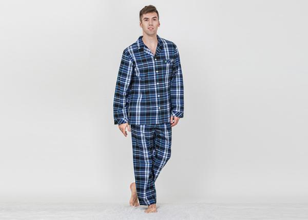 Classic Mens Luxury Sleepwear Woven Cotton Brushed Twill Reverse Collar Shirt