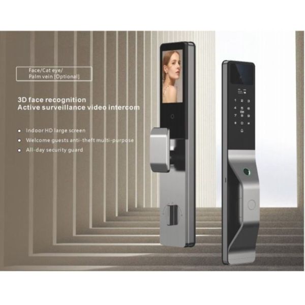 Aluminum Door Slim Smart Mortise Lock Hook Waterproof Keyless