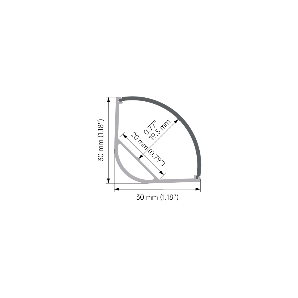 6063 Aluminium Alloy LED Strip Aluminium Profile with 90° Corner Installation and Sandblasting Oxidation