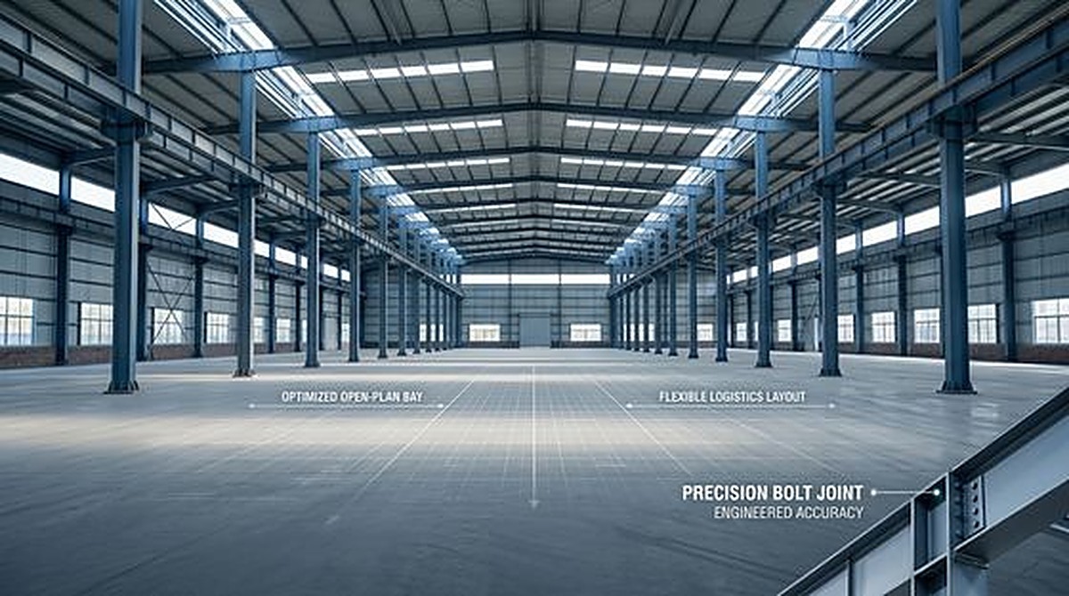 Customizable Steel Factory Buildings 60m Span Steel Frame Factory Building Corrosion Resistant