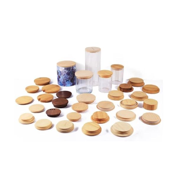 Custom Bamboo Cup Lids cover 70mm For Boba Tea Glass Mason Jar Mug