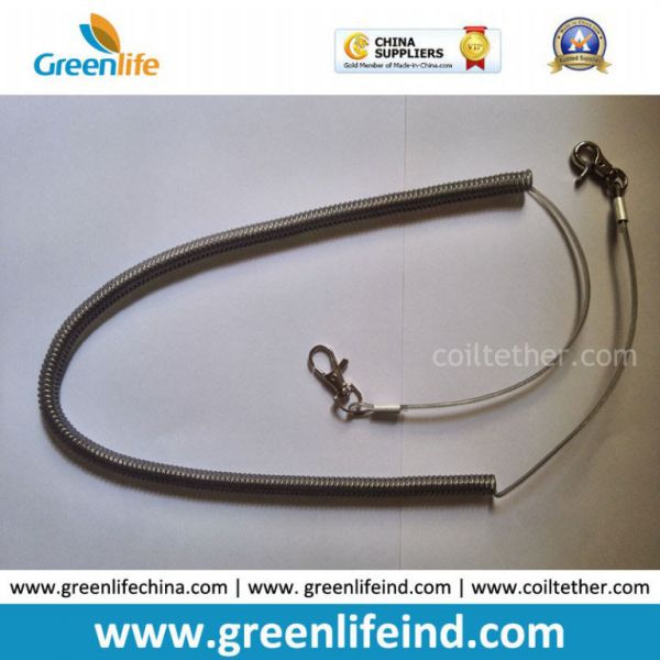Heavy Duty High Pulling Wire Inside Plastic Spring Coiled Lanyard