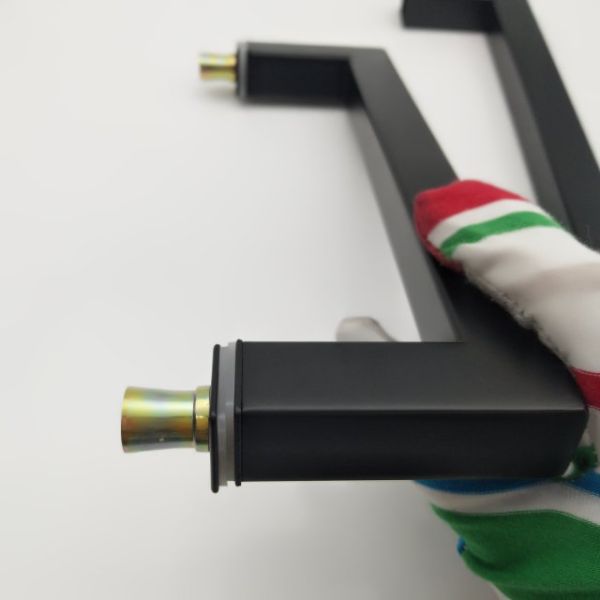 Мат Черный пятна назад назад Сдвижной душ Стеклянная дверь Квадратная ручка 6 8 дюймов