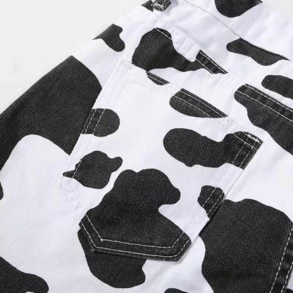 Classic Fashion Casual Pants Skinny Printed Short Jeans Milk Cow Print