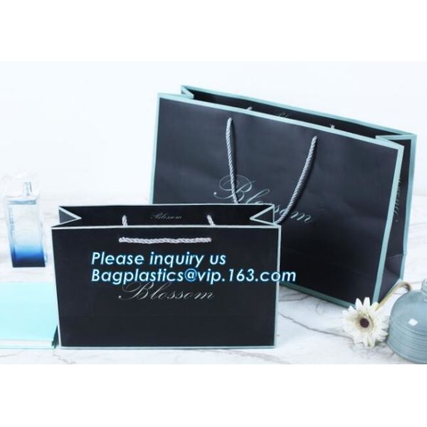 luxury elegent chocolate paper packaging bags,handle white color printed paper packaging bag with logo bagease package