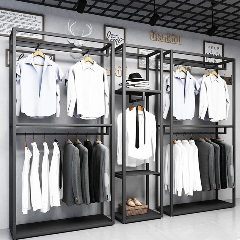 HOT Sales Black Modern Double Tier Aluminum Durable Space-Saving Clothing Stand Display Organizer Rack 5-10kg Load Capacity