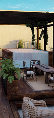 Балконный сад Апуол Бесконечный бассейн в прозрачном полиэстерном пластмассе