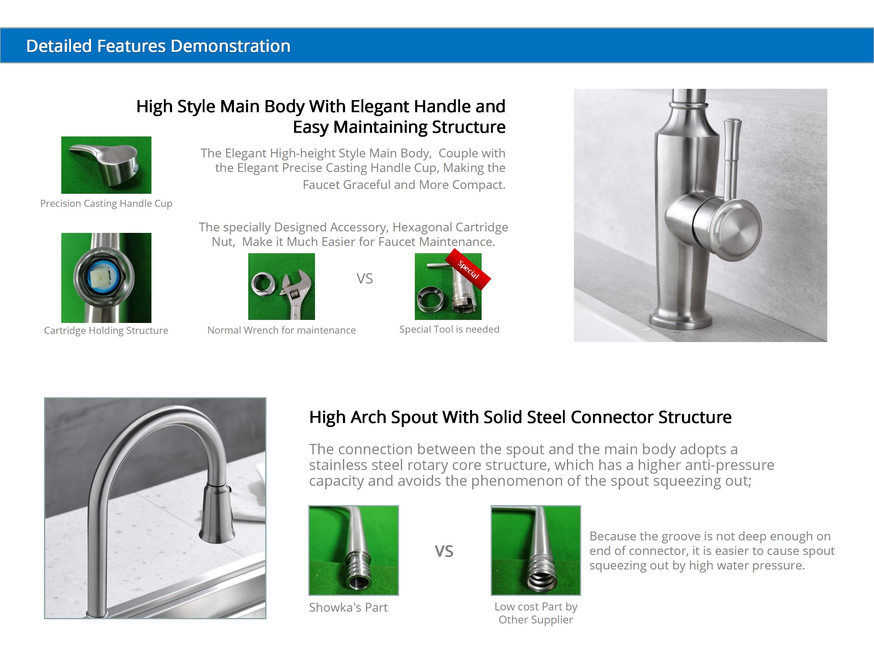 Гусиная шея кран кухни Touchless высокого свода умный вытягивает вниз кран кухни