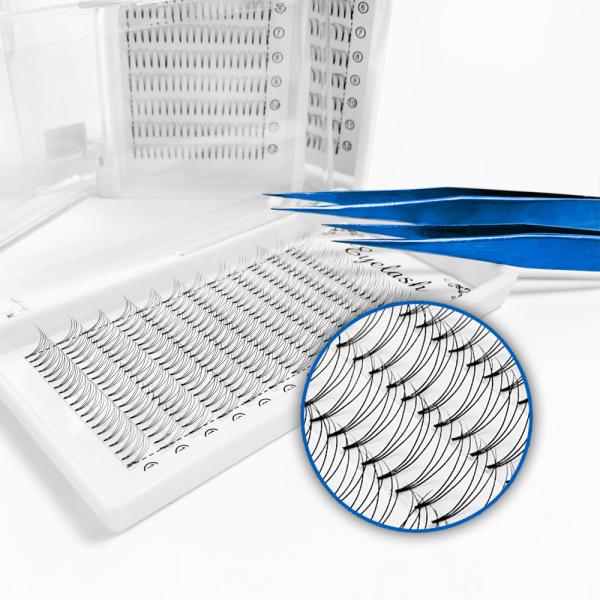 Korean PBT Premade Fans Eyelashes 7D Short Stem Volume Lashes 0.07mm Thickness