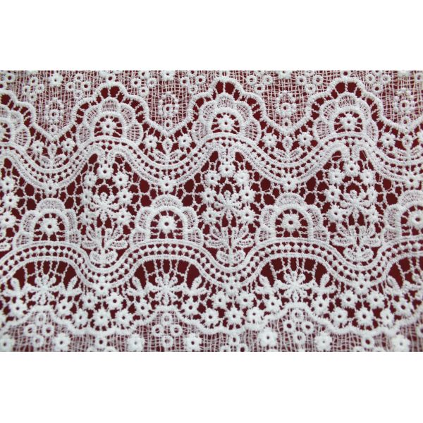 100% Polyester Chemical embroidery lace fabric for lady's dresses and Garment
