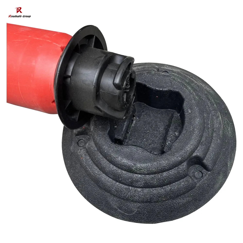 Delineators Barriers 100cm Tubular Black Base Traffic Delineator Warning Road Barrier Warning Post for Car parking place and construction