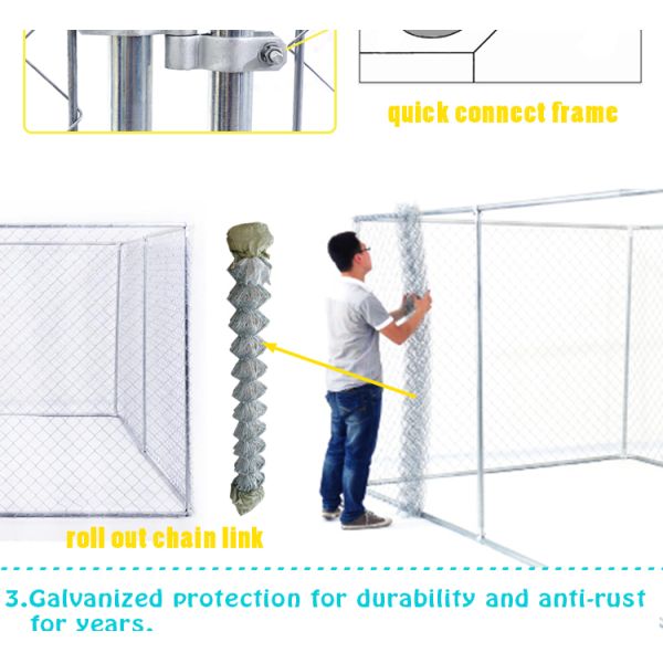 Large outdoor galvanized cheap chain link dog kennel 7.5x13x6ft(2.3x4x1.8m) 2.3mm wire diameter