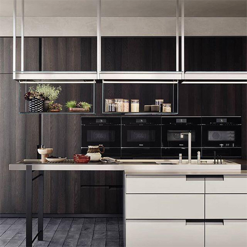 Customized Waterproof Modern Luxury Kitchen Cabinet with Eased Edge Countertop Edging
