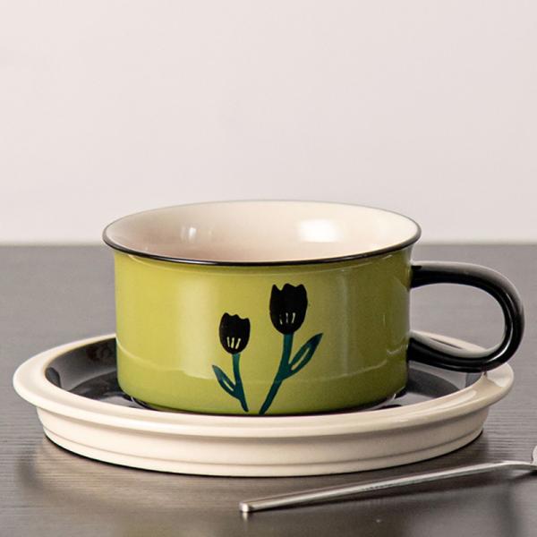 Copo de café de cerâmica 250 ml Copo de flores de porcelana 8.45oz Copas de cappuccino italiano
