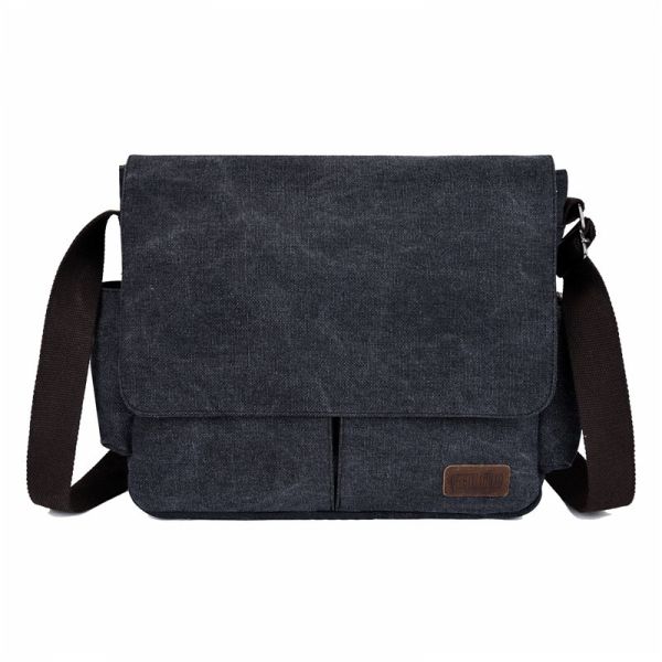 16.5 / 17 Inch Flap Men Sling Crossbody Laptop Canvas Shoulder Messenger Bag For Men