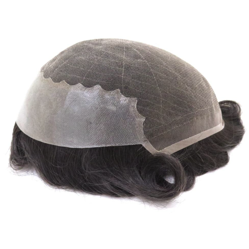 Q6-Lace and PU Base With Bleached Knotted in Front Hair Wig for Men 130% Density Hair Toupee Free Style Hair Replacement