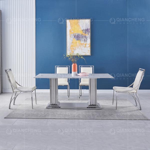 1.2mm 201 SS Dining Tables Tempered Glass Modern Room Furniture