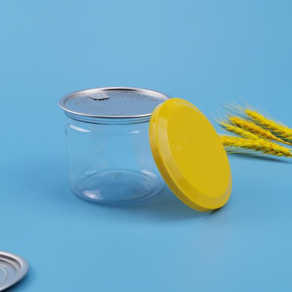 340ML Peanuts Plastic Food Cans With Aluminum Easy Open End