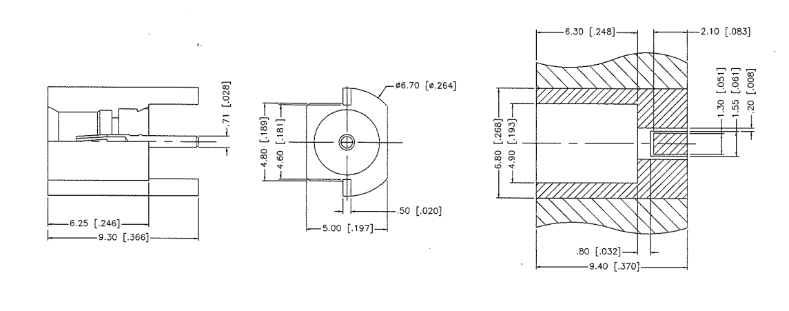 Gold Plated Brass MCX Connector Surface Mount Female RF Coaxial Connector DC-6GHz