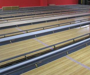 Calleja de bolos gris parachoques de alcantarillado parachoques semiautomáticos para niños con estilo de deporte bomba