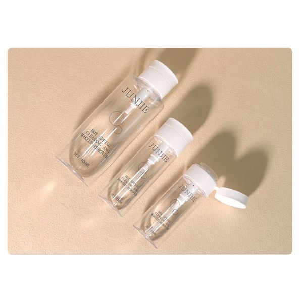 PET Cosmetic Bottle 100ml 120ml 400ml Makeup Remover Bottle With Round Flat Top