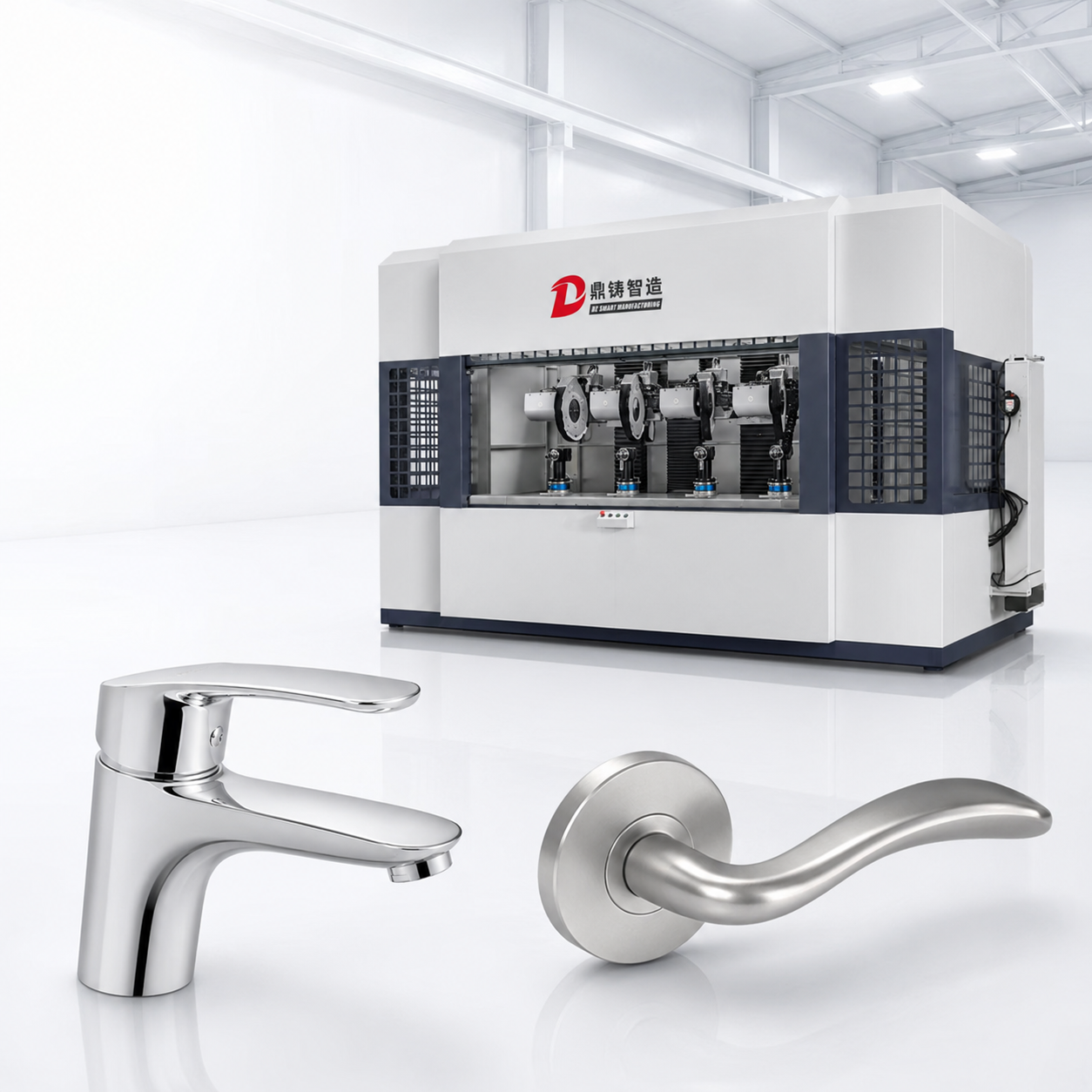 CNC 4-Station Automatic Polishing Machine for Faucets & Door Handles, High-Efficiency Metal Buffing