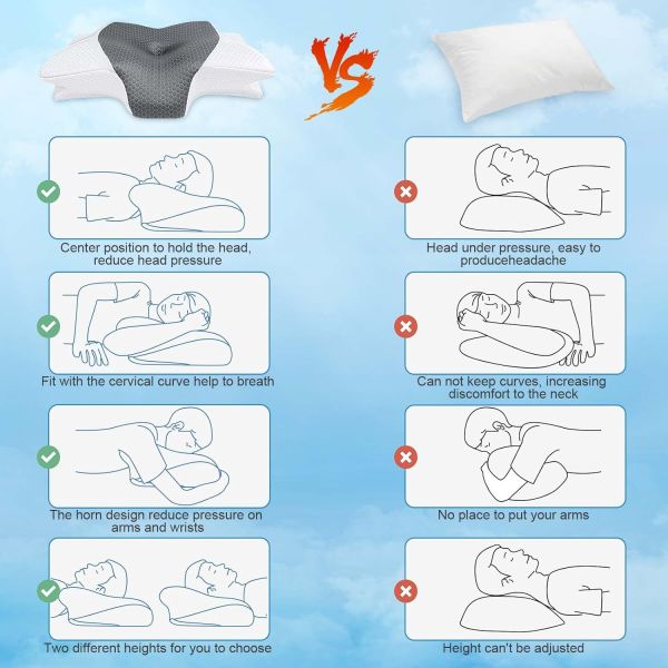 Memory Foam Filling Cervical Pillow for Neck Soft Silk Orthopedic Support Bed Pillows