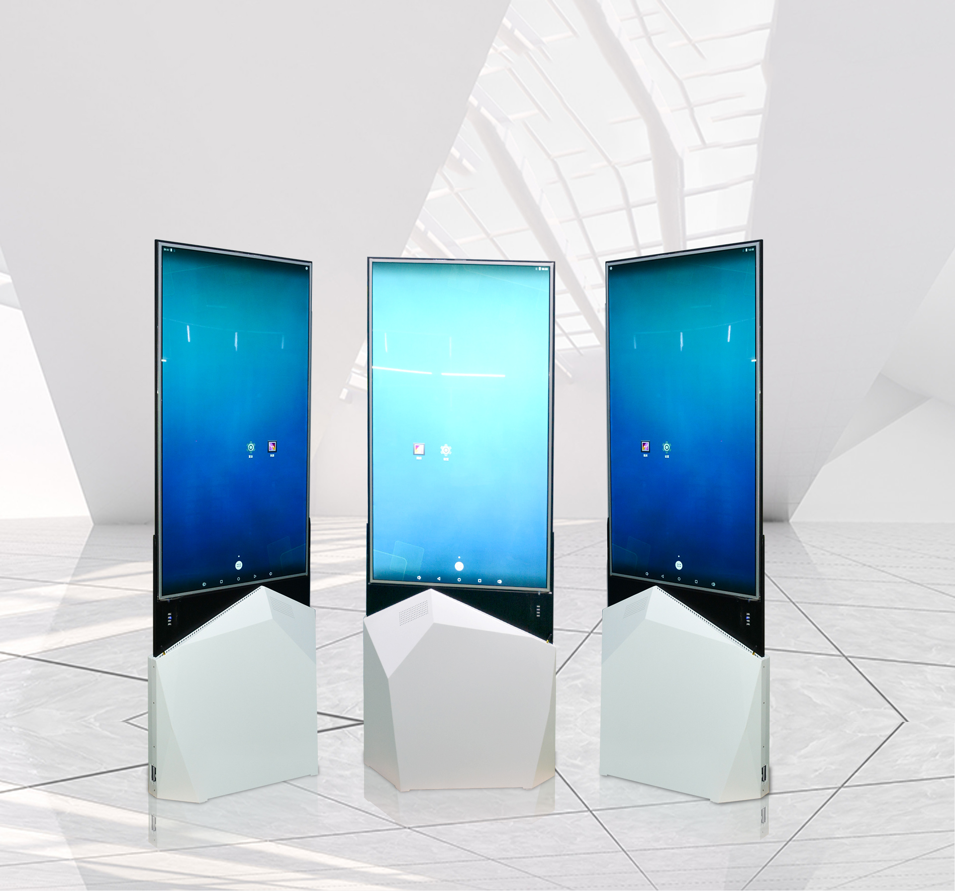 Двойной, который встали на сторону Signage киоска 55inch OLED цифров положения пола рекламируя дисплей