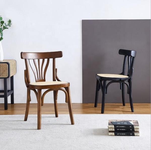 Solid Wood Stackable Nordic Design Rattan Seat Dining Chair